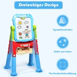 2 in 1 Kinder Staffelei Kunststaffelei doppelseitig mit Kreidetafel & Whiteboard 61 x 45 x 109 cm Blau