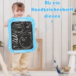 2 in 1 Kinder Staffelei Kunststaffelei doppelseitig mit Kreidetafel & Whiteboard 61 x 45 x 109 cm Blau