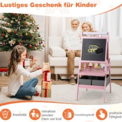 3 in 1 Kinder Tafel mit Papierrolle & Magnetischer Kreidetafel & Whiteboard Doppelseitige Kindertafel