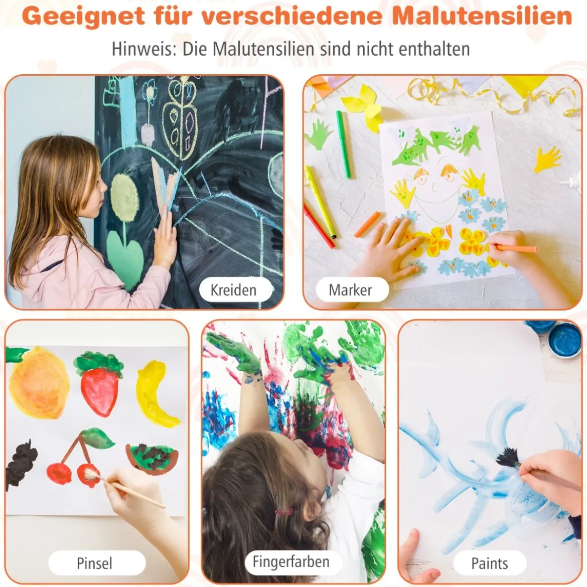 3 in 1 Kinder Tafel mit Papierrolle & Magnetischer Kreidetafel & Whiteboard Doppelseitige Kindertafel