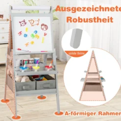 3 in 1 Kinder Tafel mit Papierrolle & Magnetischer Kreidetafel & Whiteboard Doppelseitige Kindertafel