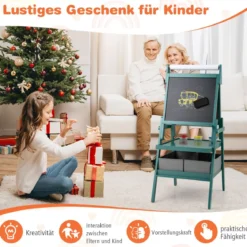 3 in 1 Kinder Tafel mit Papierrolle & Magnetischer Kreidetafel & Whiteboard Doppelseitige Kindertafel