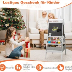3 in 1 Kinder Tafel mit Papierrolle & Magnetischer Kreidetafel & Whiteboard Doppelseitige Kindertafel