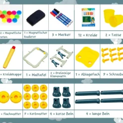 2 in 1 Kindertafel Staffelei doppelseitig Whiteboard & Kreidetafel höhenverstellbar Schreibtafel Grün