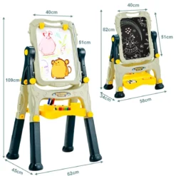 2 in 1 Kindertafel Staffelei doppelseitig Whiteboard & Kreidetafel höhenverstellbar Schreibtafel Grün