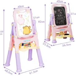 2 in 1 Kindertafel Staffelei doppelseitig Whiteboard & Kreidetafel Lila
