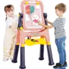 2 in 1 Kindertafel Staffelei doppelseitig Whiteboard & Kreidetafel höhenverstellbar Schreibtafel Rosa