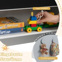 3 in 1 Kindertisch mit Stuhl Aktivitätsset mit Wendbarer Kreidetafel und Whiteboard Grau + Weiß