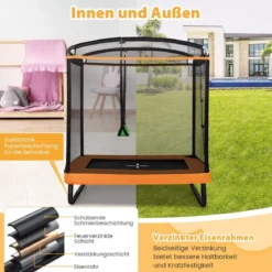 2 in 1 Kindertrampolin mit Schaukel & Sicherheitsnetz & Randabdeckung