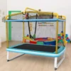 3-in-1 Kindertrampolin Trampolin mit Schaukel & horizontaler Stange Gartentrampolin Gelb