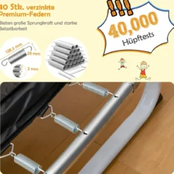 3-in-1 Kindertrampolin Trampolin mit Schaukel & horizontaler Stange Gartentrampolin Gelb