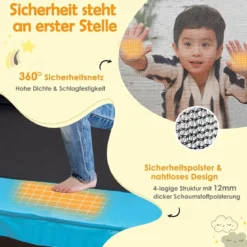 3-in-1 Kindertrampolin Trampolin mit Schaukel & horizontaler Stange Gartentrampolin Gelb
