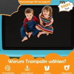 3-in-1 Kindertrampolin Trampolin mit Schaukel & horizontaler Stange Gartentrampolin Orange