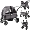 2 in 1 Klappbare Geschwisterwagen mit Verstellbarem Griff & Abnehmbarem Verdeck Grau