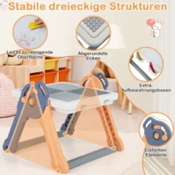 6 in 1 Klappbarer Kindertisch mit Stuhl & Staffelei Spieltisch mit Doppelseitiger & Abnehmbarer Tischplatte