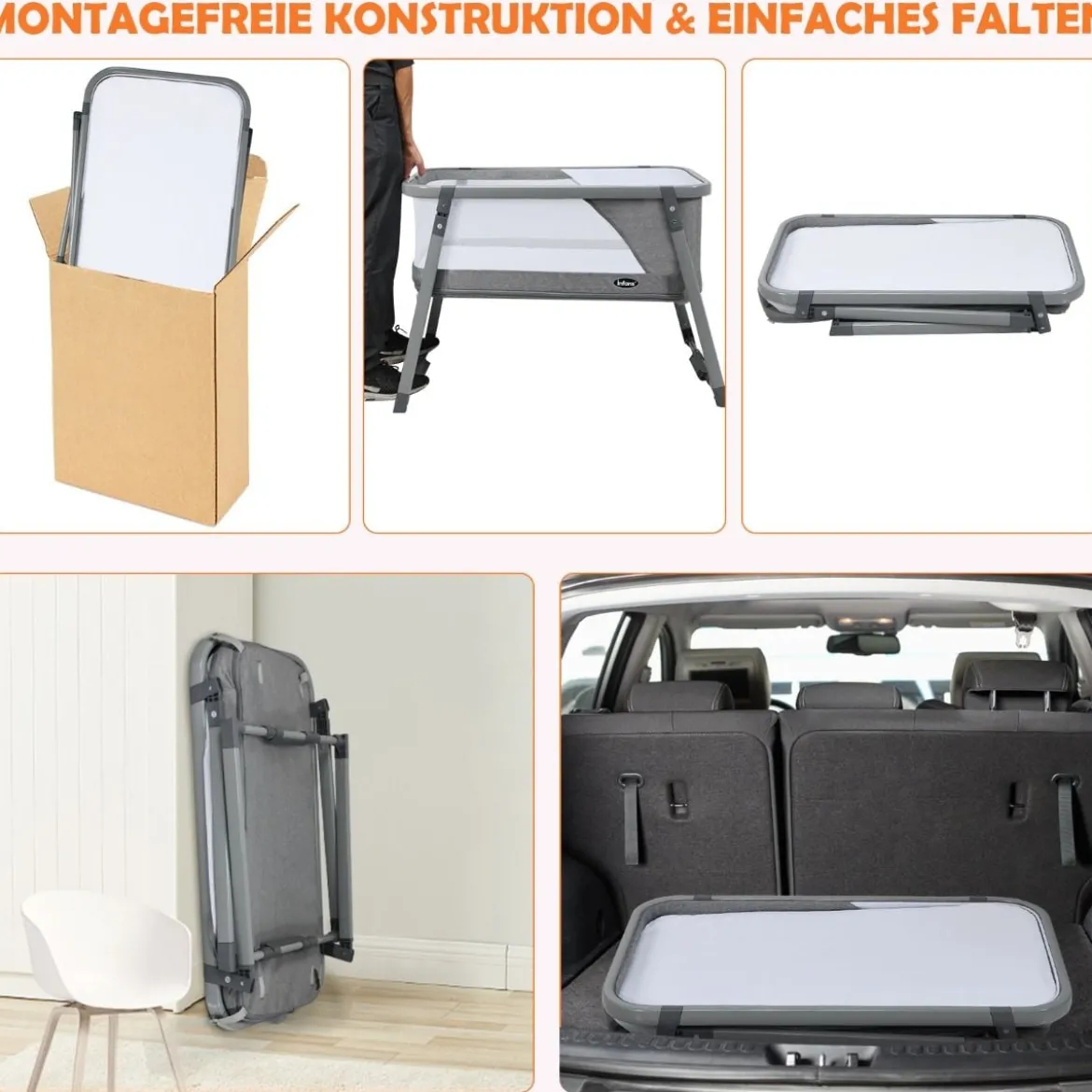 3 in 1 klappbares Babybett tragbares Reisebett 106,5 x 63,5 x 71 cm Grau