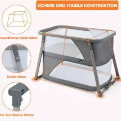 3 in 1 klappbares Babybett tragbares Reisebett 106,5 x 63,5 x 71 cm Grau