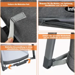 3 in 1 klappbares Babybett tragbares Reisebett 106,5 x 63,5 x 71 cm Grau