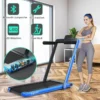 2 in 1 klappbares Laufband mit Bluetooth-Lautsprecher Fernbedienung und LED-Anzeige Blau