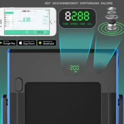 2 in 1 klappbares Laufband mit Bluetooth-Lautsprecher Fernbedienung und LED-Anzeige Blau