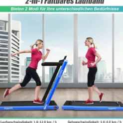 2 in 1 klappbares Laufband mit Bluetooth-Lautsprecher Fernbedienung und LED-Anzeige Blau