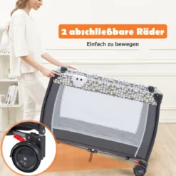 3 in 1 Klappbares Reisebett & Wickeltisch & Laufstall mit Abnehmbarem Moskitonetz