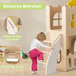 7-in-1 Kleinkind-Rutsche mit Kletterleiter Basketballkorb Tunnel & Stauraum Kinder Rutsche Bunt