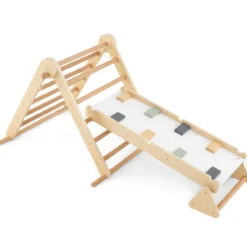 3 in 1 Klettergerüst Kletterdreieck & Kletterleiter & Wippe Klappbares Holz Sprossendreieck