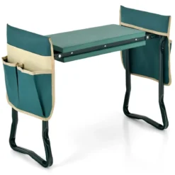2 in 1 Kniebank für Gartenarbeit mit 2 Werkzeugtaschen Klappbar 58 x 27,5 x 50 cm Grün
