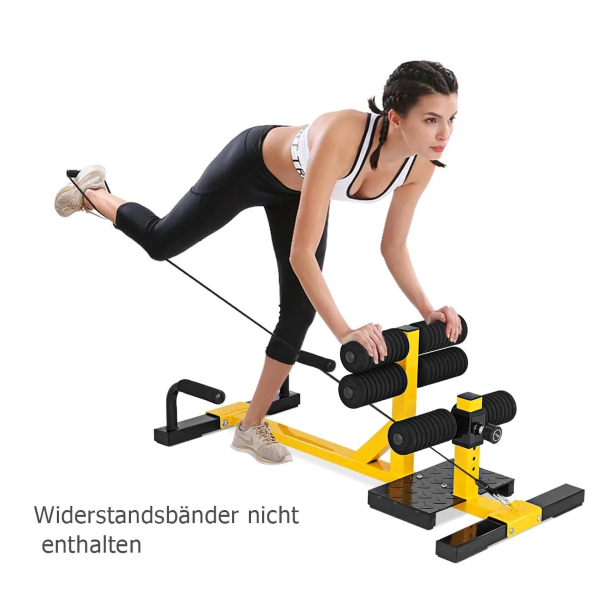 3-in-1 Kniebeugentrainer Squat Machine Abdominal Bein Trainingsgerät Gelb