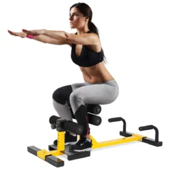 3-in-1 Kniebeugentrainer Squat Machine Abdominal Bein Trainingsgerät Gelb