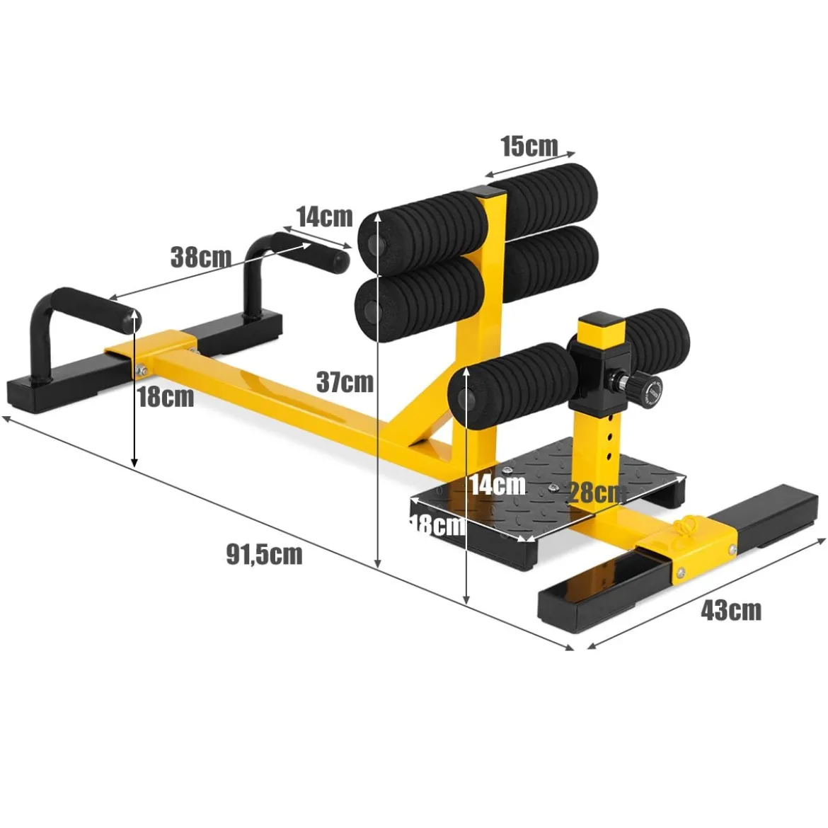 3-in-1 Kniebeugentrainer Squat Machine Abdominal Bein Trainingsgerät Gelb