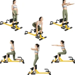 3-in-1 Kniebeugentrainer Squat Machine Abdominal Bein Trainingsgerät Gelb