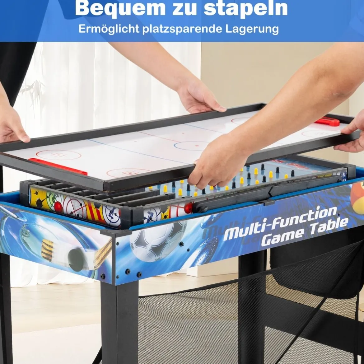10-in-1 Kombi-Spieltisch-Set Multi-Spieltisch-Set mit Billard Hockey Tischtennis Basketball Fußball Schießen Flipper Darts