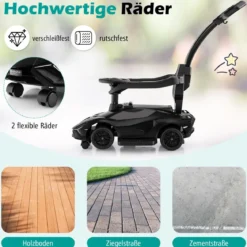 3-in-1 Lamborghini Rutschauto Schiebauto mit Scheinwerfern & Musik & Stauraum Weiß/Schwarz/Rosa