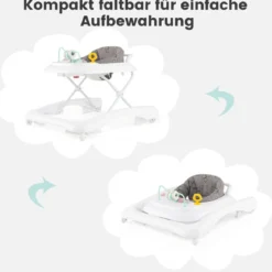 3 in 1 Lauflernhilfe klappbar Lauflernwagen mit verstellbarer Höhen & Geschwindigkeit Schwarz/Grau/Rosa