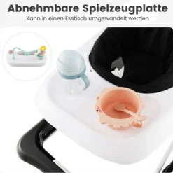 3 in 1 Lauflernhilfe klappbar Lauflernwagen mit verstellbarer Höhen & Geschwindigkeit Schwarz/Grau/Rosa
