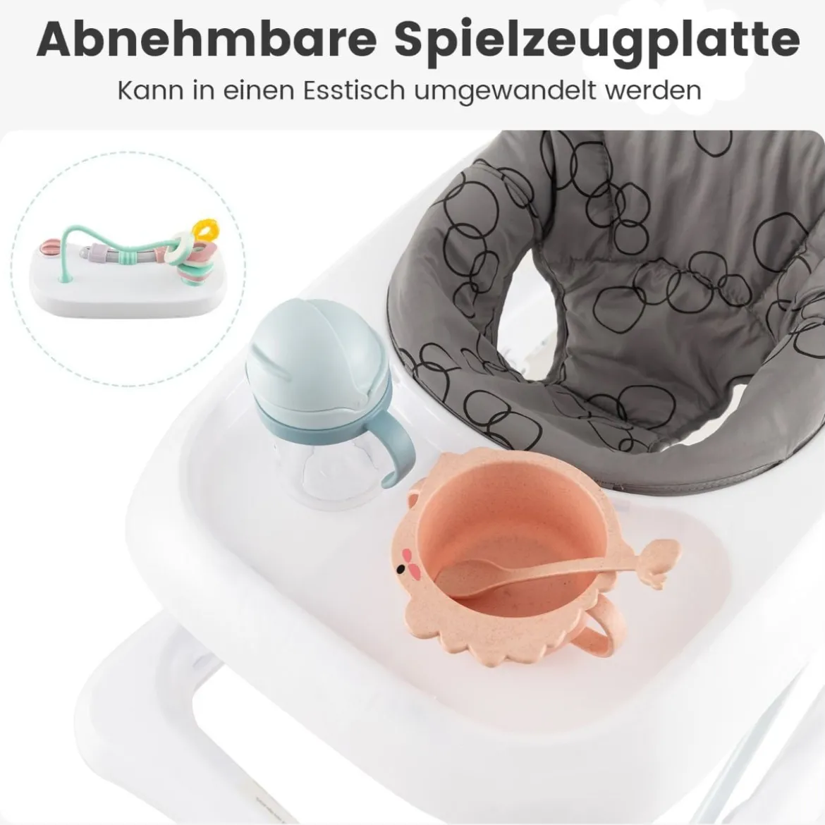 3 in 1 Lauflernhilfe klappbar Lauflernwagen mit verstellbarer Höhen & Geschwindigkeit Schwarz/Grau/Rosa