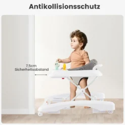 3 in 1 Lauflernhilfe klappbar Lauflernwagen mit verstellbarer Höhen & Geschwindigkeit Schwarz/Grau/Rosa