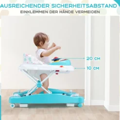 6 in 1 Lauflernhilfe Lauflernwagen mit abnehmbarem Spielboard & Fußpolster Baby Walker höhenverstellbar & klappbar Grün