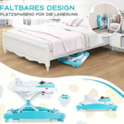 6 in 1 Lauflernhilfe Lauflernwagen mit abnehmbarem Spielboard & Fußpolster Baby Walker höhenverstellbar & klappbar Grün