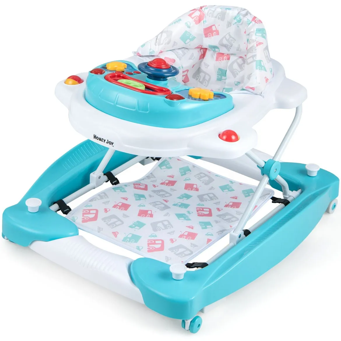 6 in 1 Lauflernhilfe Lauflernwagen mit abnehmbarem Spielboard & Fußpolster Baby Walker höhenverstellbar & klappbar Grün