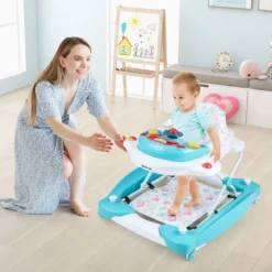 6 in 1 Lauflernhilfe Lauflernwagen mit abnehmbarem Spielboard & Fußpolster Baby Walker höhenverstellbar & klappbar Grün