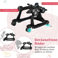 4 in 1 Lauflernhilfe Lauflernwagen Klappbar mit Einstellbarer Höhe 15kg Belastbar