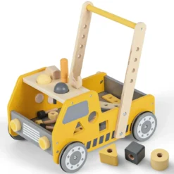 2-in-1 Lauflernwagen Holz Lauflernhilfe mit Multi-Aktivitätszentrum Baby Walker Laufwagen