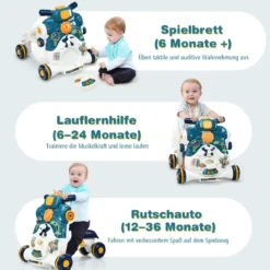 3 in 1 Lauflernwagen mit Lichtern & Musik LauflernhilfeRutschauto Spielbrett