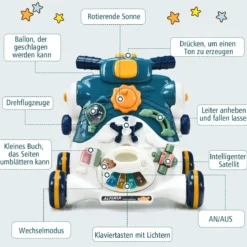 3 in 1 Lauflernwagen mit Lichtern & Musik LauflernhilfeRutschauto Spielbrett