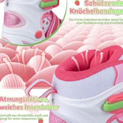 Inline Skates Kinder 4 Größen Verstellbare Inline-Skates mit leuchtenden Rädern Rosa S/M/L