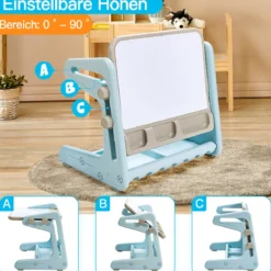 2 in 1 Magnetische Maltafel Kinderschreibtisch mit höhen- und neigungsverstellbarer Tischplatte Blau