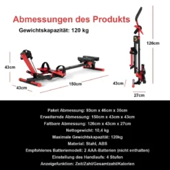 4 in 1 Mehrzweck Rudergerät mit ausziehbarem Handlauf & verstellbarem Sitz und Pedalen bis 120kg belastbar